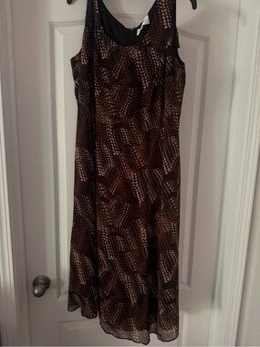 Studio I Petite Brown Printed A-Line Maxi Dress size 14w